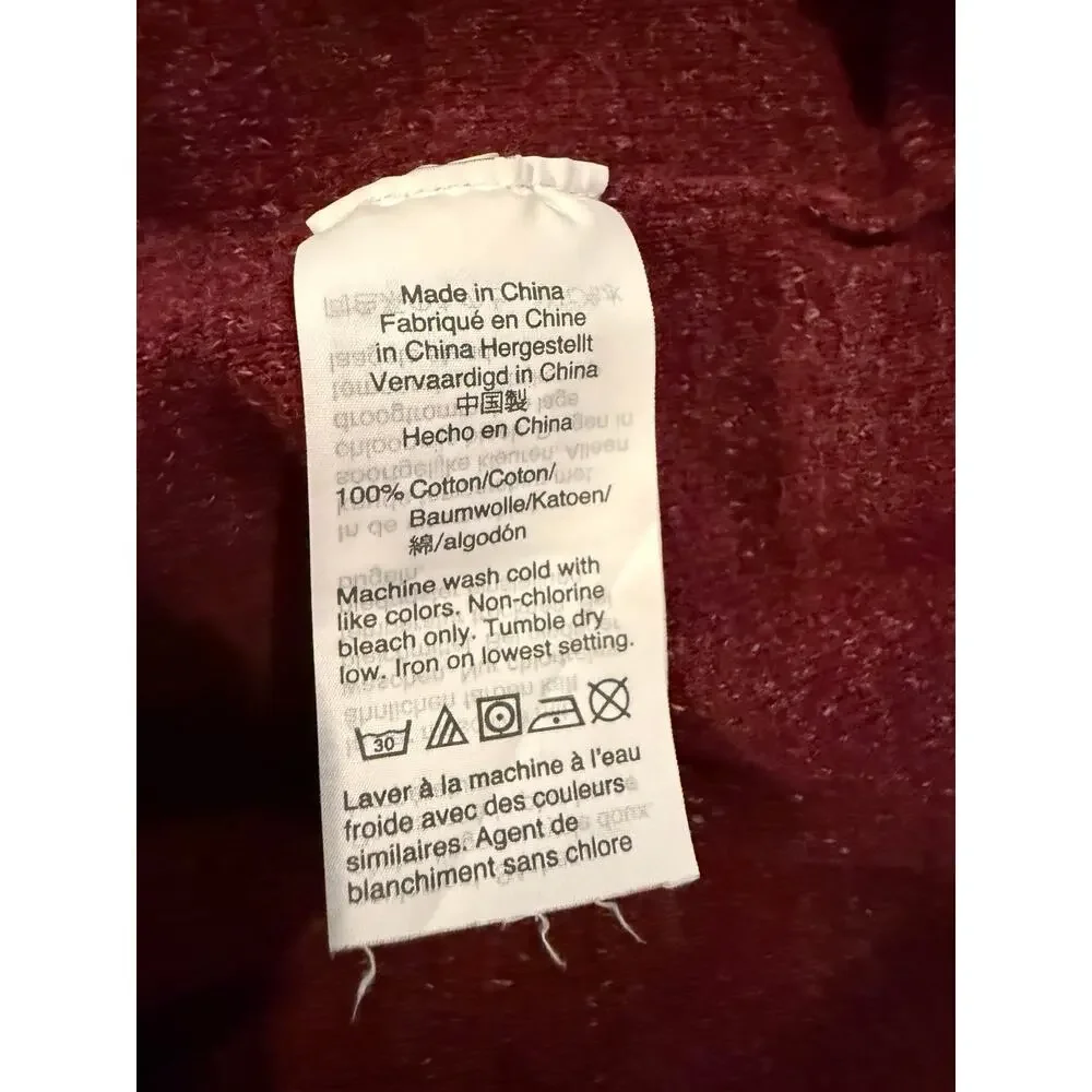 J Crew Cotton Midweight Slim Crewneck Top Burgundy M